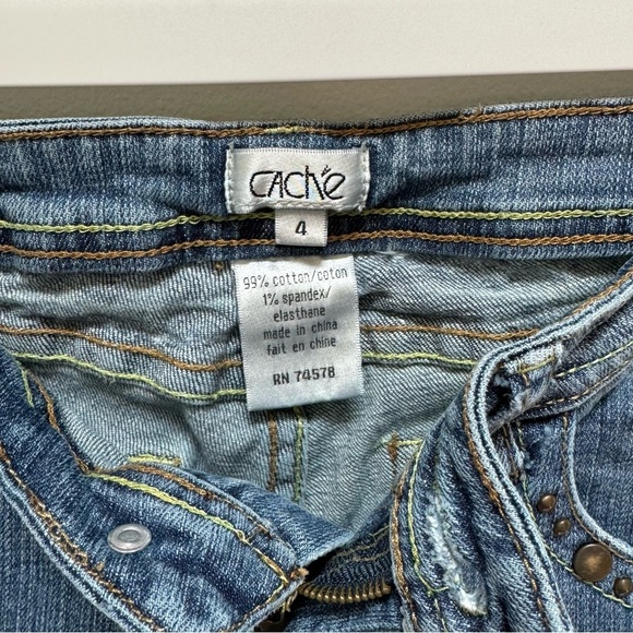 Cache Y2K Embellished Jeans Light Wash Size 4 - Picture 4 of 13